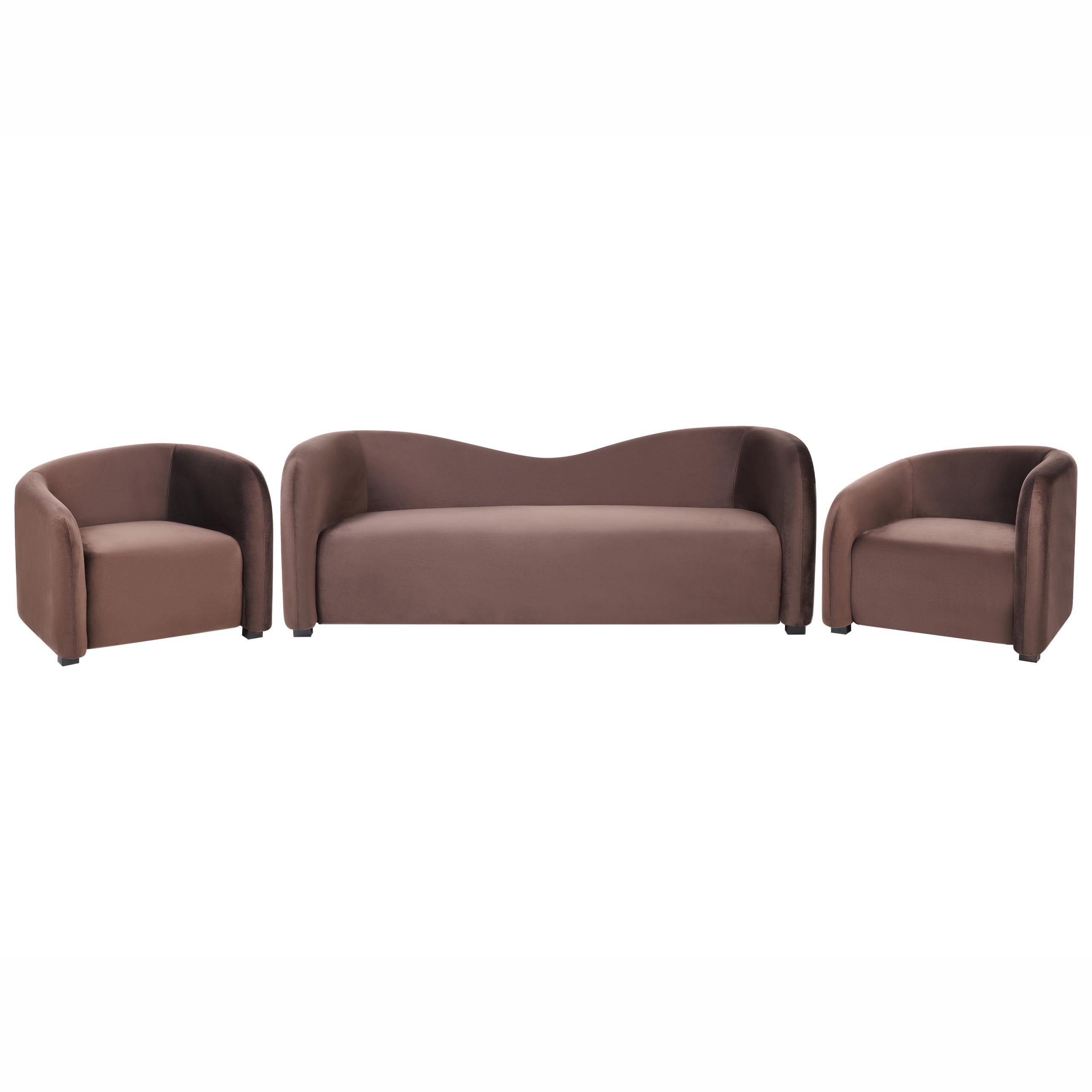 SOFA-SET 5-Sitzer Samtstoff Dunkelbraun Veltada - Braun, Textil (205/75/90cm) - Beliani