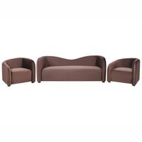 SOFA-SET 5-Sitzer Samtstoff Dunkelbraun Veltada - Braun, Textil (205/75/90cm) - Beliani