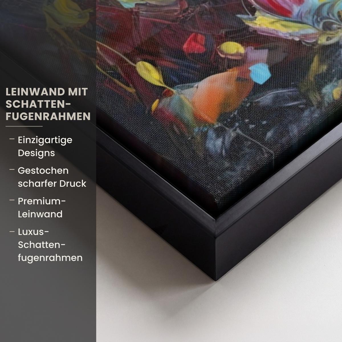 LEINWAND Bilder mit Rahmen - Blumen - Kunst - Natur - Ölgemälde - 60x40 - Multicolor, Textil (60/40cm) - MuchoWow