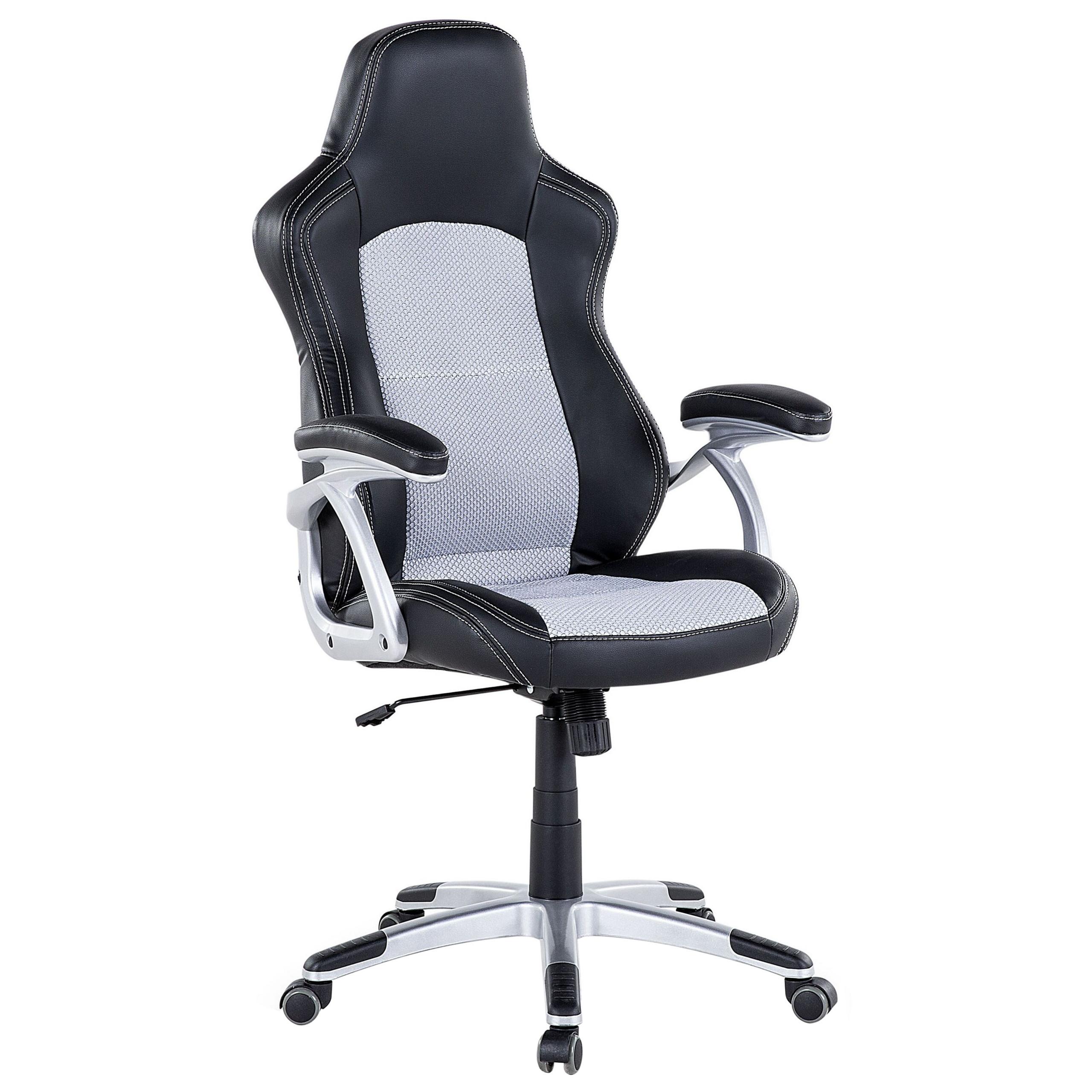 BÜROSTUHL Kunstleder Schwarz/Grau Explorer - Schwarz, Kunststoff/Textil (68/120/68cm) - Beliani