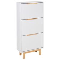 SCHUHSCHRANK Weiß Sandfly - Hellbraun/Weiß, Holzwerkstoff (60/128/24cm) - Beliani