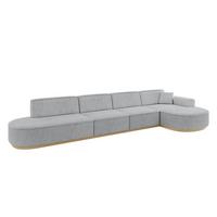 ECKSOFA Ottomane Rechts MARI-L3-v2 - 413x171x83 cm Grau Cord - Grau, Holzwerkstoff/Textil (171/413cm) - ALTDECOR
