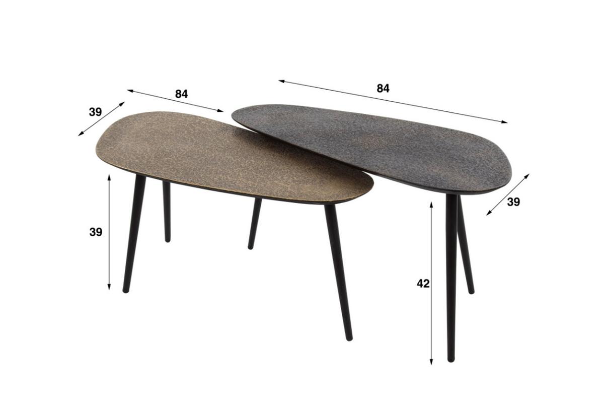 COUCHTISCH LAUCA 2ER SET Multicolor Metall - Multicolor/Schwarz, Metall (39/84/42cm) - KAWOLA