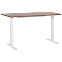 SCHREIBTISCH braunweiß 160/72 cm elektrisch höhenverstellbar Destin III - Dunkelbraun/Weiß, Holz (72/160/63cm) - Beliani