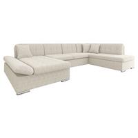 WOHNLANDSCHAFT Bergen Cord, Seite: Links - Beige/Silberfarben, Holz/Textil (345/76/205cm) - MIRJAN24