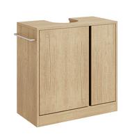 WASCHBECKENUNTERSCHRANK mit zwei Türen und Handtuchhalter BZR235-N - Eichefarben/Ahornfarben, Holzwerkstoff/Fell (30/60/60cm) - SoBuy