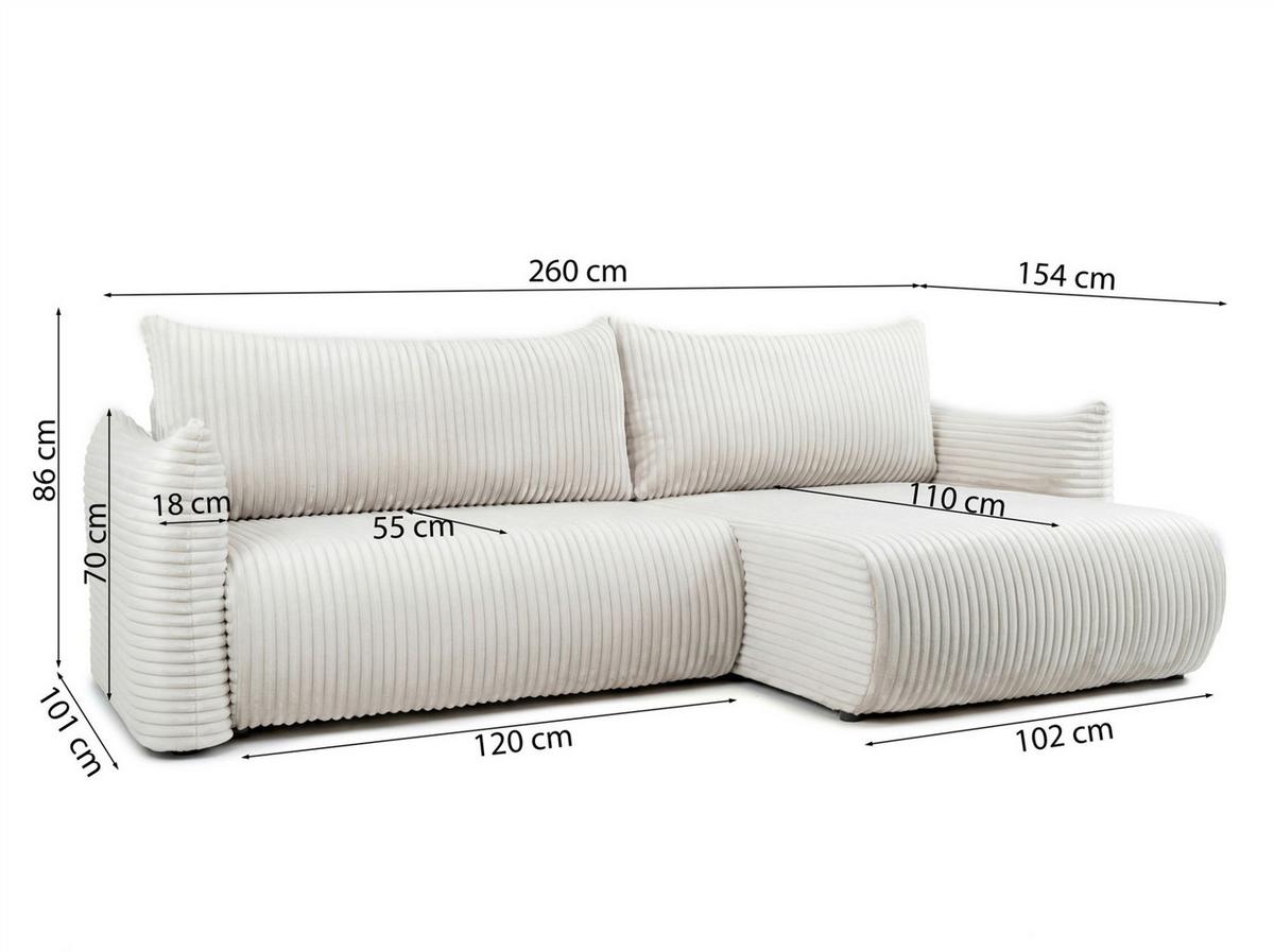ECKSOFA Ontario Mit Schlaffunktion - Beige, Holzwerkstoff/Textil (260/154cm) - Fun Möbel