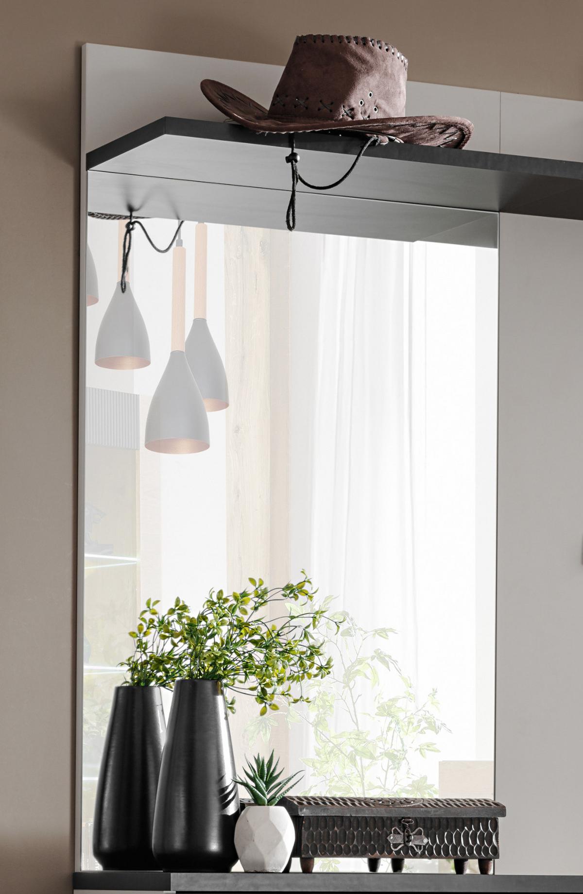 GARDEROBENSPIEGEL Kaschmir, schwarz 60 x 107 cm, Flurspiegel mit Ablage - Kaschmir/Schwarz, Glas/Holzwerkstoff (60/107/28cm) - Inn.Furn