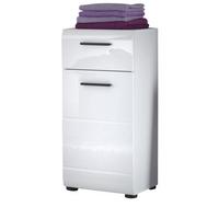 UNTERSCHRANK weiß Hochglanz 30 cm, Badschrank Türanschlag wechselbar - Weiß Hochglanz/Schwarz, Holzwerkstoff/Kunststoff (30/79/31cm) - Top.Furn