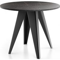 ESSTISCH Glory runder ausziehbarer, Marmor Schwarz 100-140/100/76 cm - Anthrazit/Schwarz, Holzwerkstoff/Metall (100/140/76cm) - WFL GROUP