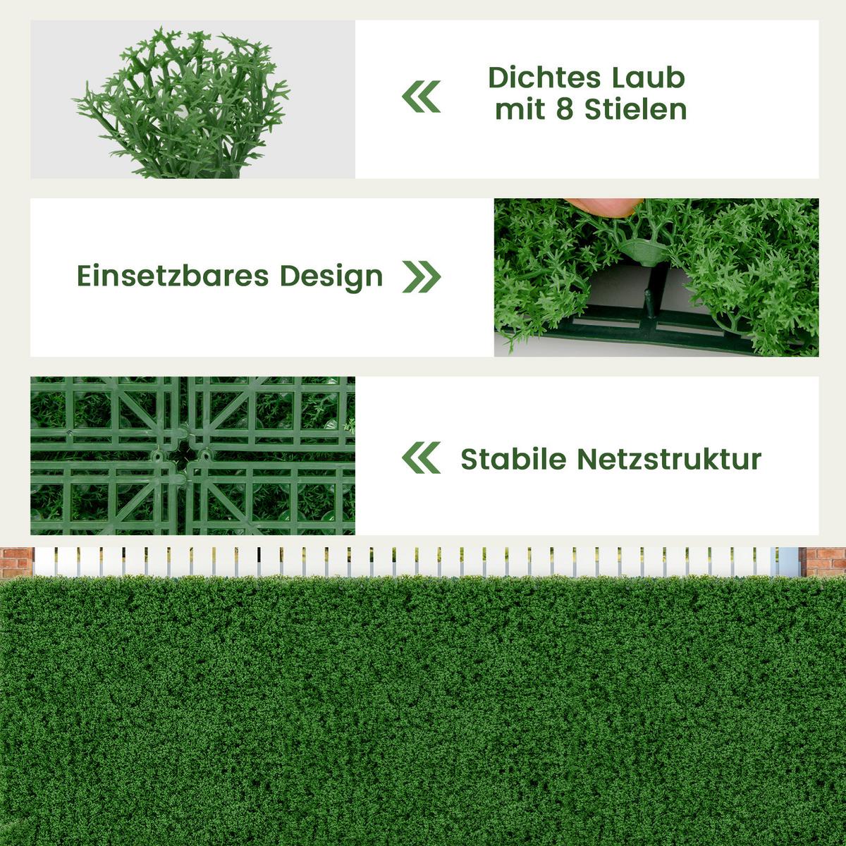 PFLANZENWAND Grün - Grün, Kunststoff (1cm) - COSTWAY
