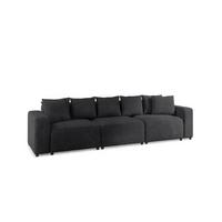 SOFA Megan 3-sitzer In Poso - Anthrazit, Holzwerkstoff/Textil (327/75/98cm) - Fun Möbel