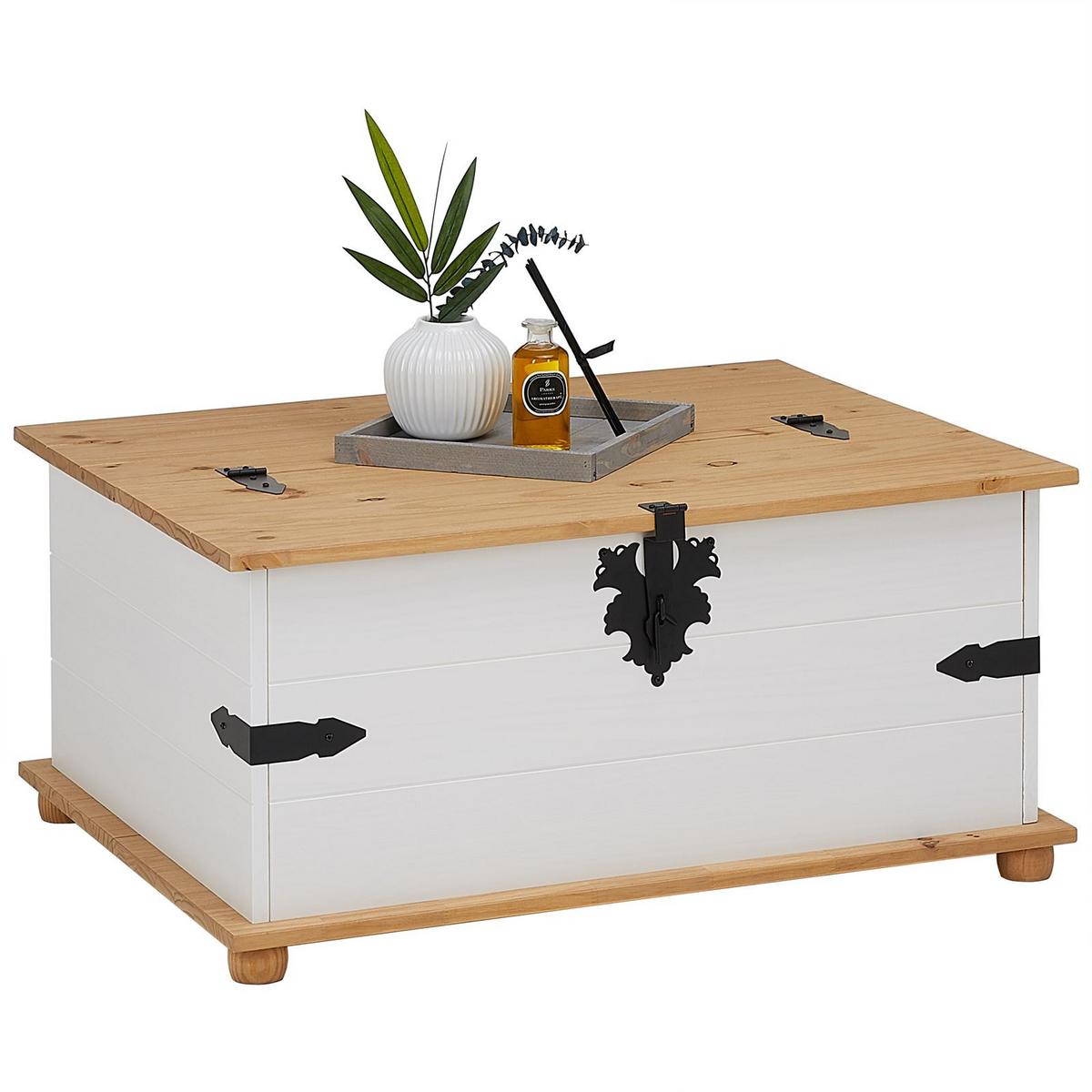 MEXICO MÖBEL TRUHENTISCH TEQUILA weiß/braun - Weiß/Braun, Holz (72/92/44cm) - IDIMEX