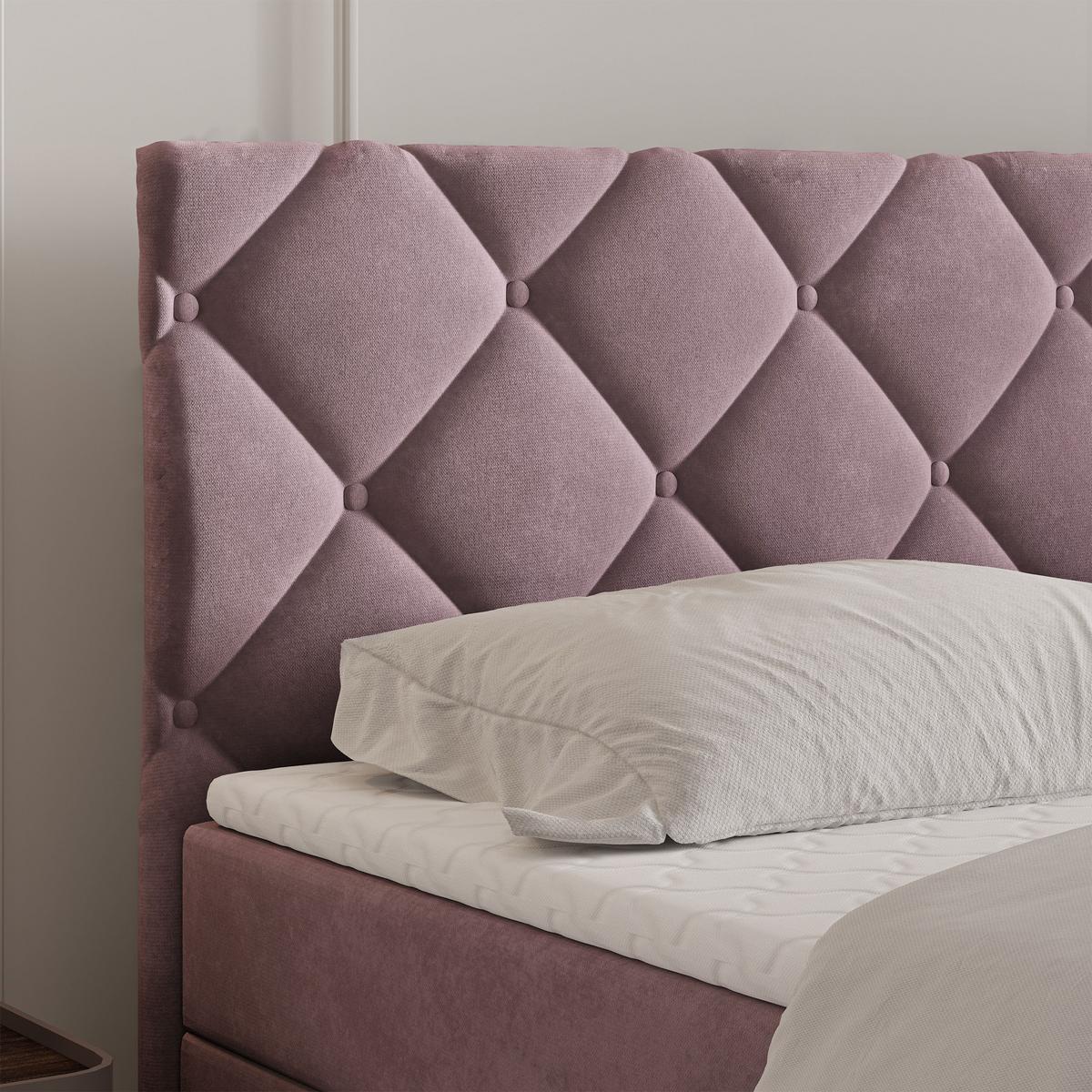BOXBETT ROVARI 180x200 cm mit Matratze und Topper - Rosa - Rosa, Holz (180/200cm) - MASSENO