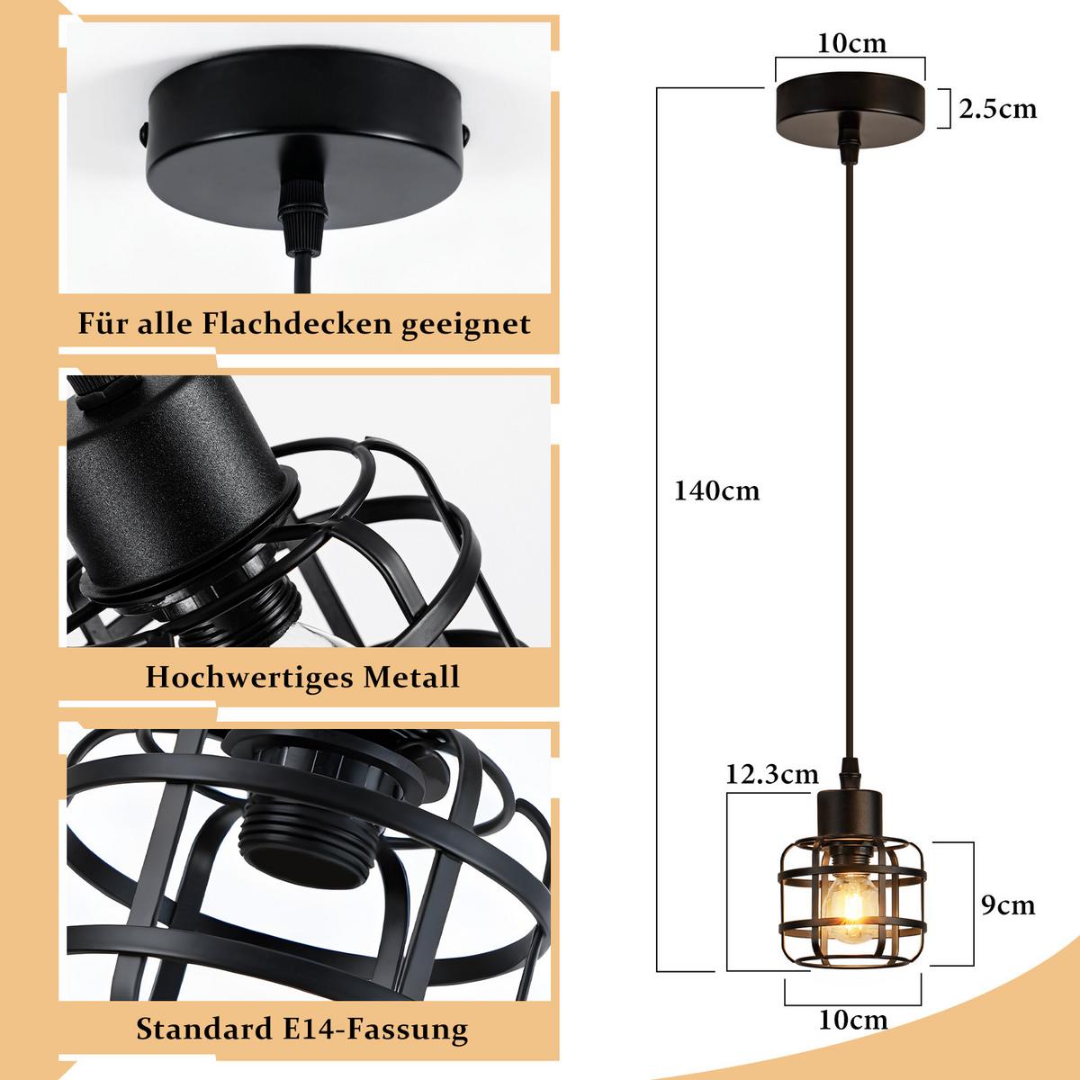 PENDELLEUCHTE Maxwell 10/10/140 cm - Schwarz, Metall (10/10/140cm) - ZMH