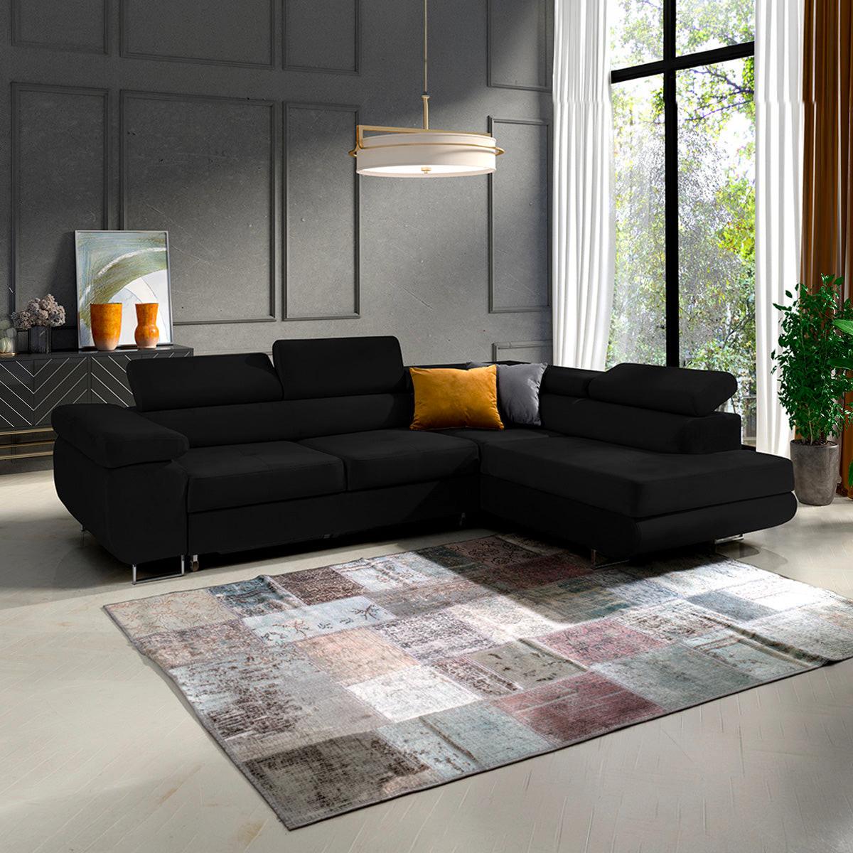 ECKSOFA Wilson 4 Sitzplätze Schwarz - Schwarz, Holzwerkstoff (271/201cm) - Petits-meubles