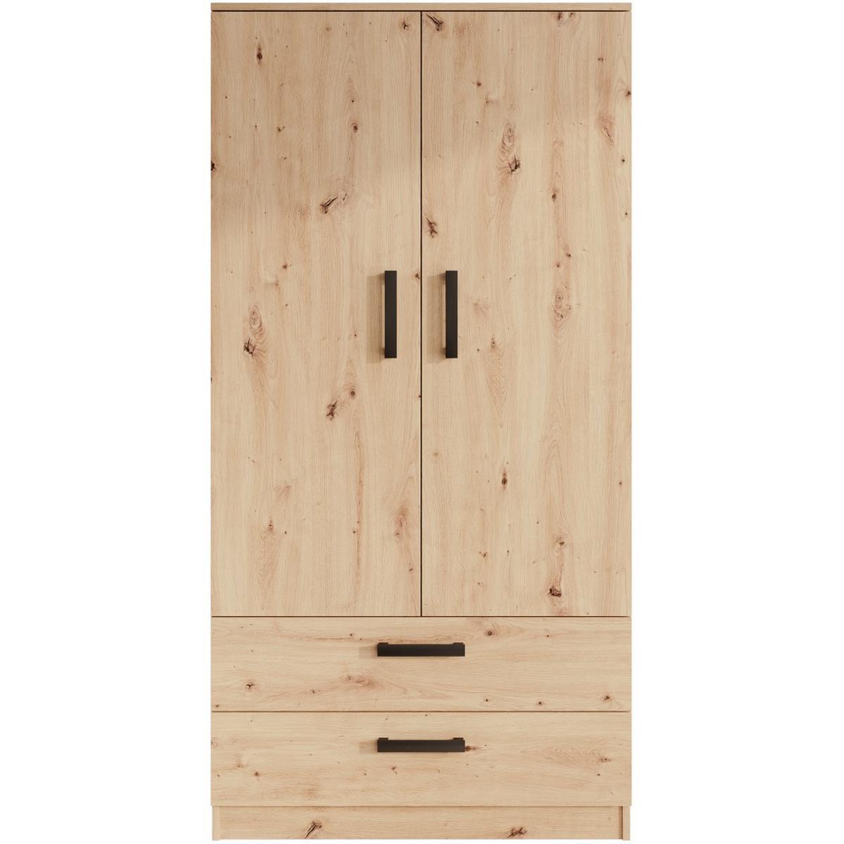 DREHTÜRENSCHRANK Trend, mit Schubladen, eiche Artisan - Schwarz/Eiche Artisan, Holzwerkstoff (90/180/50cm) - Beautysofa