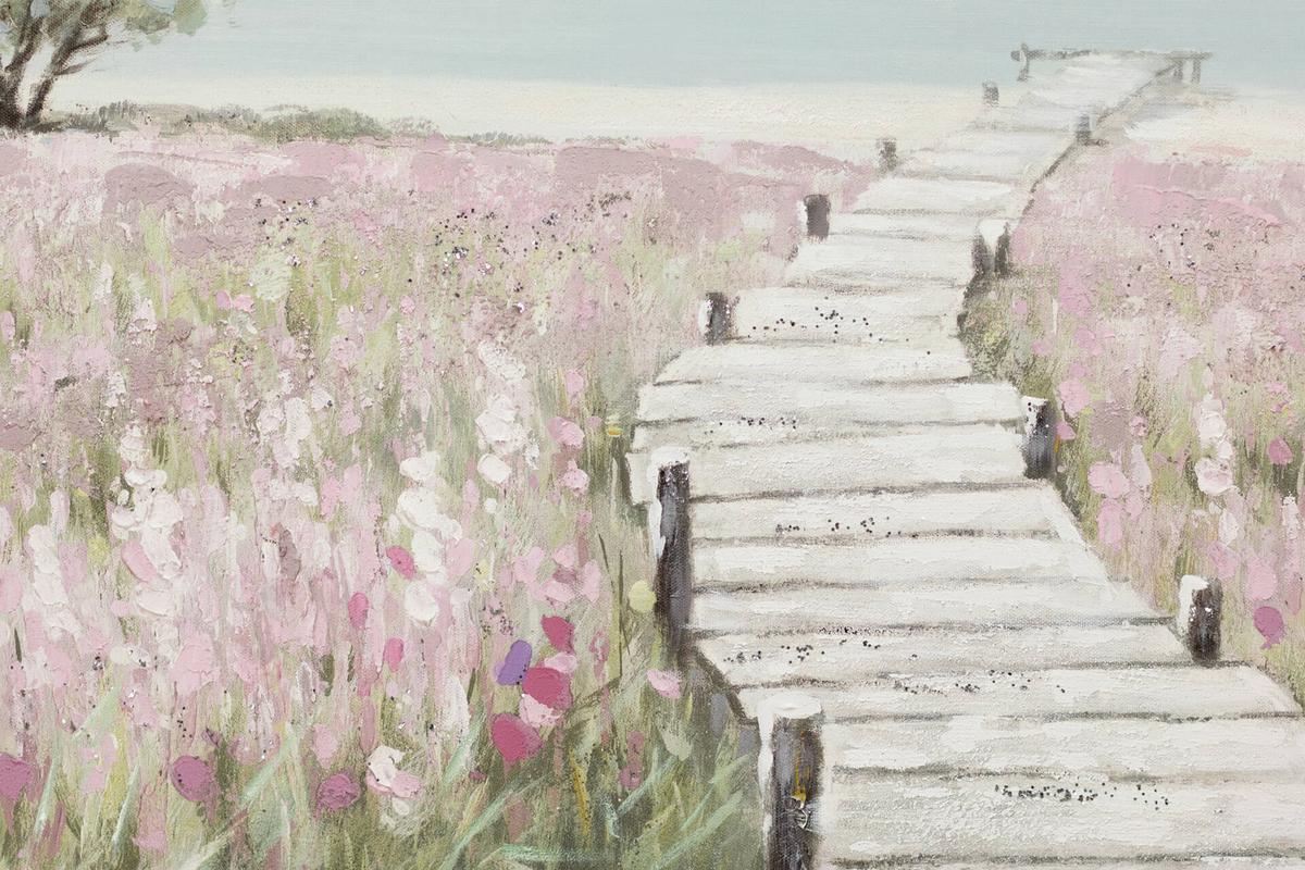 ACRYLBILD HANDGEMALT 100/50 cm - Blau/Pink, Holz/Textil (100/50cm) - KUNSTLOFT