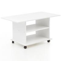 COUCHTISCH mit zwei Ablageflächen, Rollen und Melaminharzbeschichtung, Weiß 95x54x51 cm - Schwarz/Weiß, Holz (54/95/51cm) - KADIMA DESIGN
