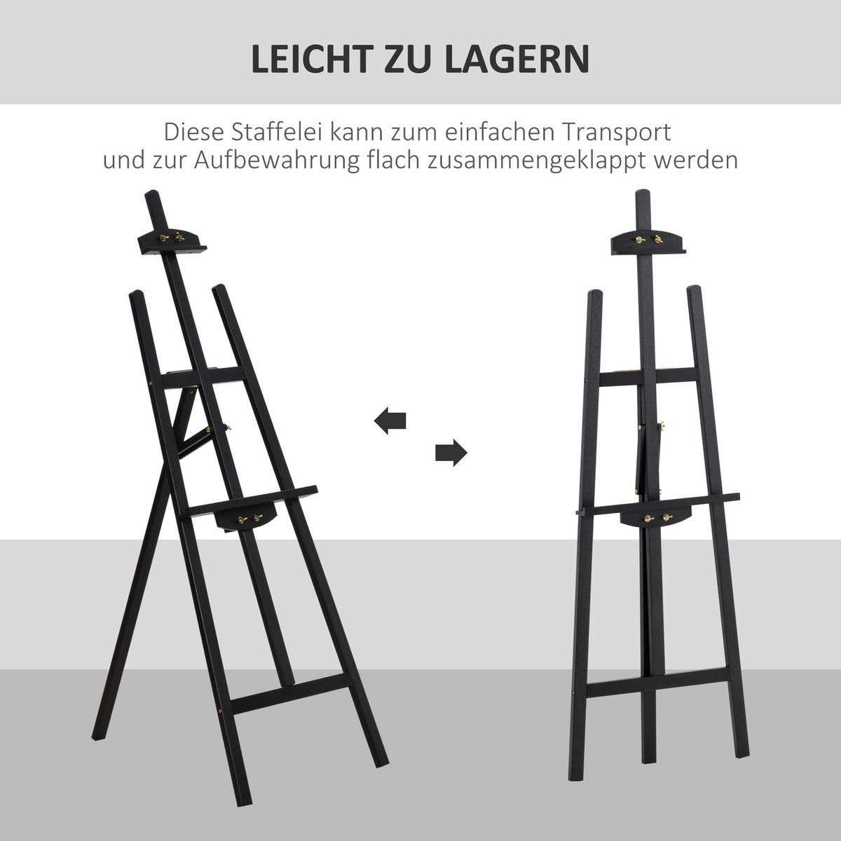 STAFFELEI Kiefernholz Schwarz - Schwarz, Holz - HOMCOM