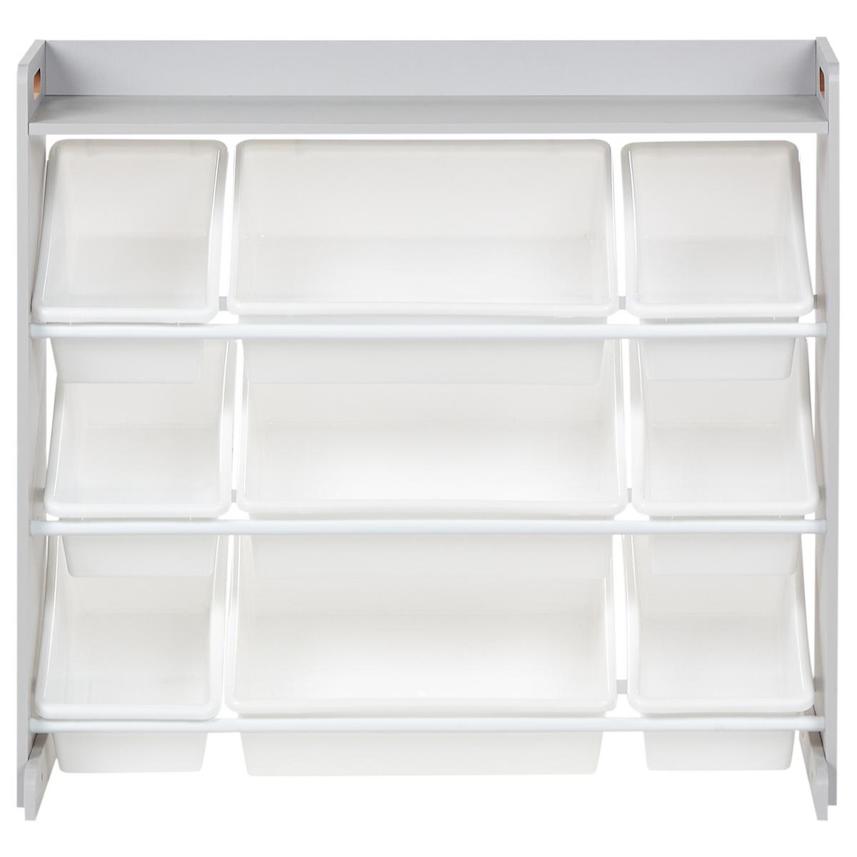 REGAL mit 9 Aufbewahrungsboxen 78 cm Grau Collie - Dunkelgrau/Weiß, Holzwerkstoff (86/78/39cm) - Beliani