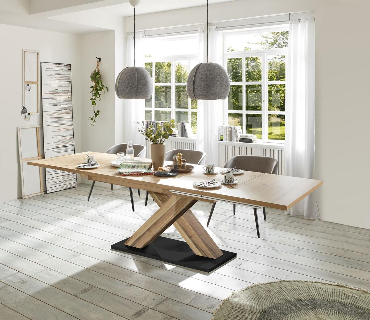 ESSTISCH ausziehbar Elene 160x90x76 Plankeneiche/Asteiche - Eiche Artisan, Holzwerkstoff (160/90/76cm) - 58aufmkessel
