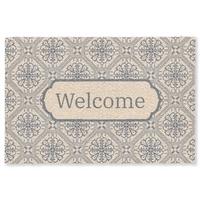 FUSSMATTE Willkommen - Klassisch - Grau Flurteppich 180x120 cm - Beige, Kunststoff (180/0.4cm) - MuchoWow