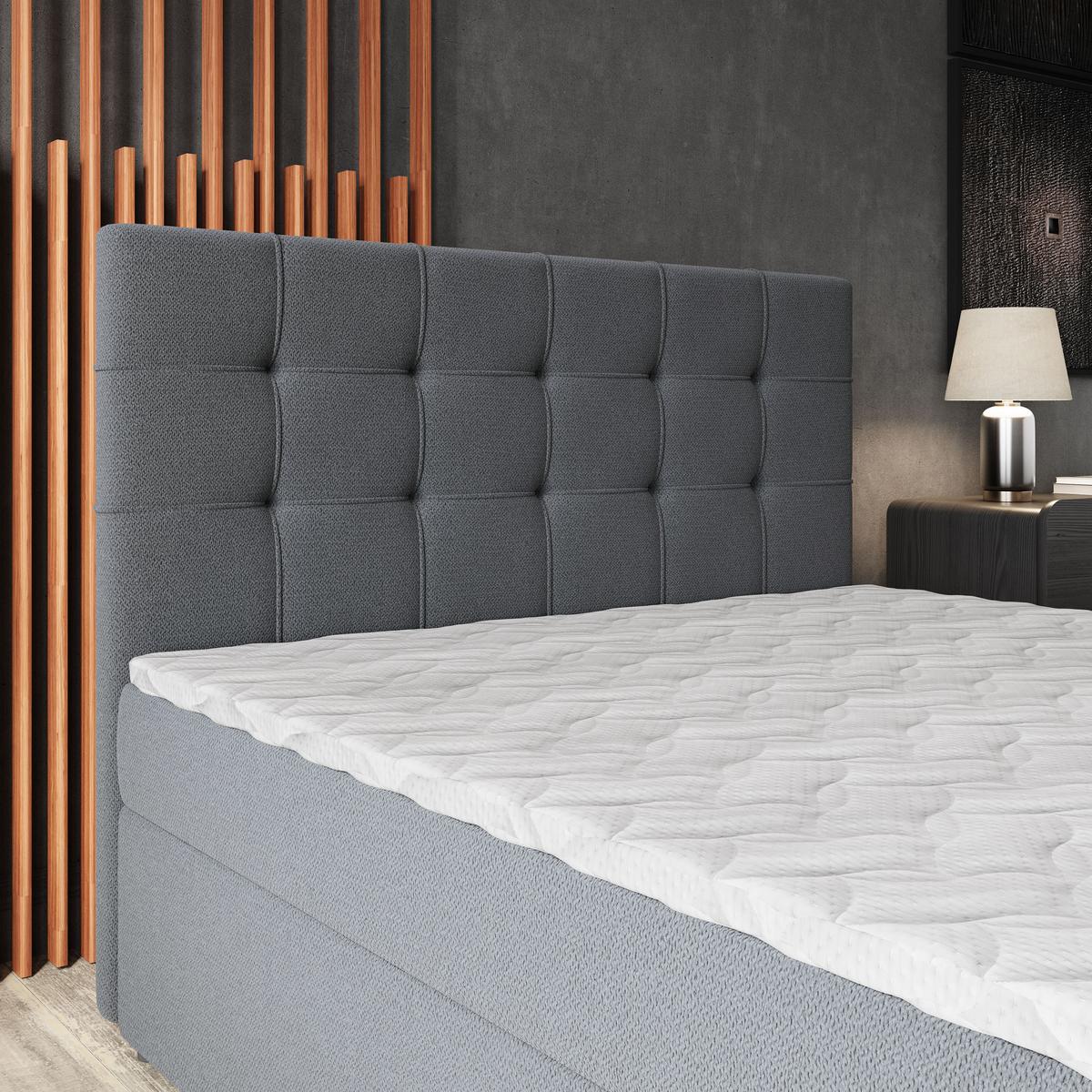 BOXBETT PALMA 180x200 cm mit Matratze und Topper, H2+H3 - Graphitfarben - Graphitfarben, Holz (180/200cm) - MASSENO