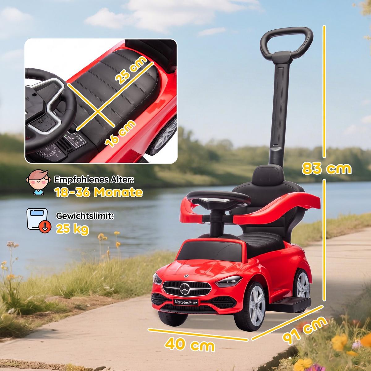 KINDER-RUTSCHAUTO Kunststoff Stahl Rot - Rot, Kunststoff (91/40/83cm) - AIYAPLAY