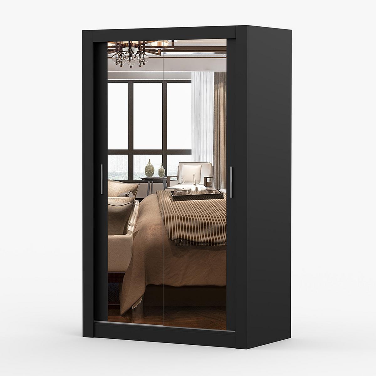 KLEIDERSCHRANK Milan 120 cm, 120/215/64, 2-türig, schwarz - Schwarz, Holzwerkstoff (120/215/64cm) - imoebel24