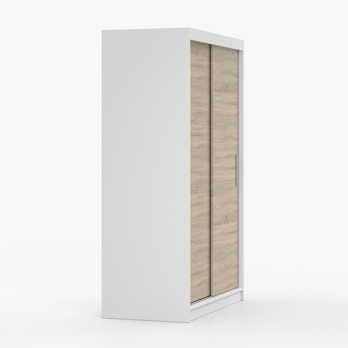 SCHWEBETÜRENSCHRANK Neomi 04 ohne Spiegel Weiß/Sonoma Eiche 120 cm - Alufarben/Weiß, Holzwerkstoff/Kunststoff (120/200/61cm) - imoebel24