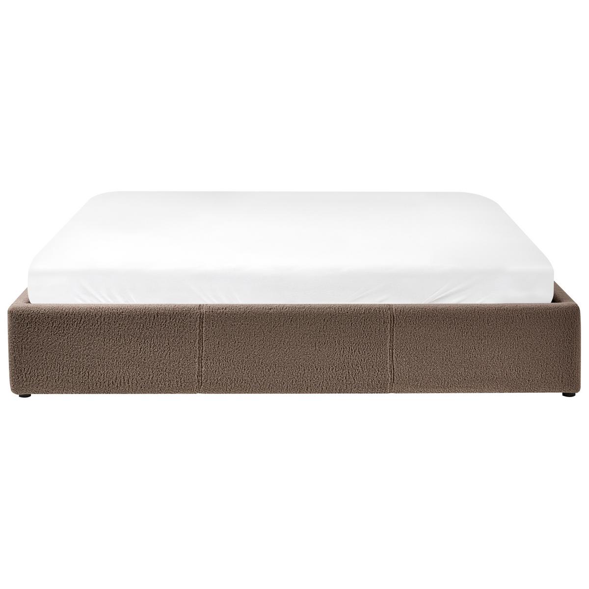 BETT Bouclé 180/200 cm Taupe Dinan - Beige, Textil (180/200cm) - Beliani