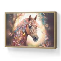 NACHTTISCHLAMPE MIT AKKU Pferd - Natur - Blumen - Schmetterlinge - Wald 60x40 cm - Dunkelbraun, Holzwerkstoff (8/60/40cm) - OnlyWow