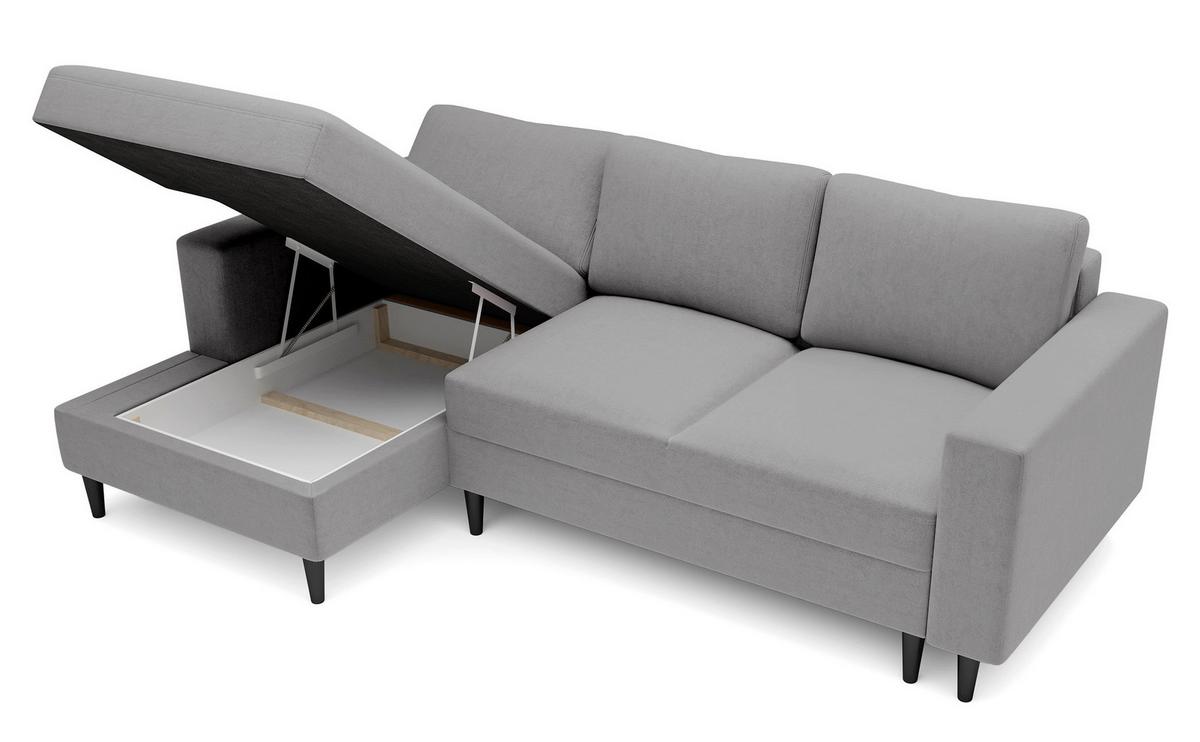ECKSOFA Nalika Grau Velours - Schwarz/Grau, Holz/Textil (230/143cm) - Selsey