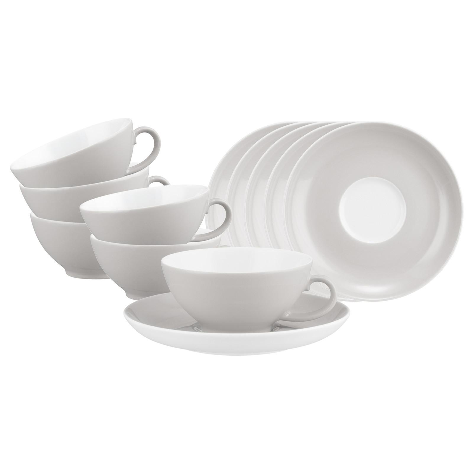 TEETASSEN MIT UNTERTASSEN Liberty Pure Colors New Grey 140 ml 6er Set - Grau, Keramik (13/6.3/13cm) - Seltmann Weiden