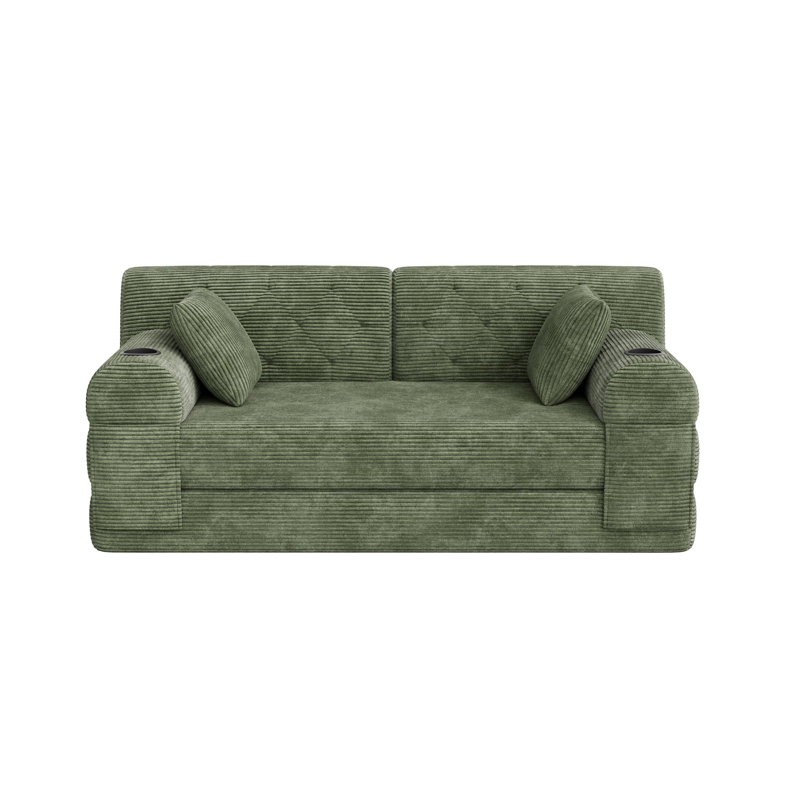 SCHLAFSOFA 2-in-1 Doppelschlafsofa Chenille Ausklappbar - Grün, Textil (168/81/80cm) - Urban Meuble