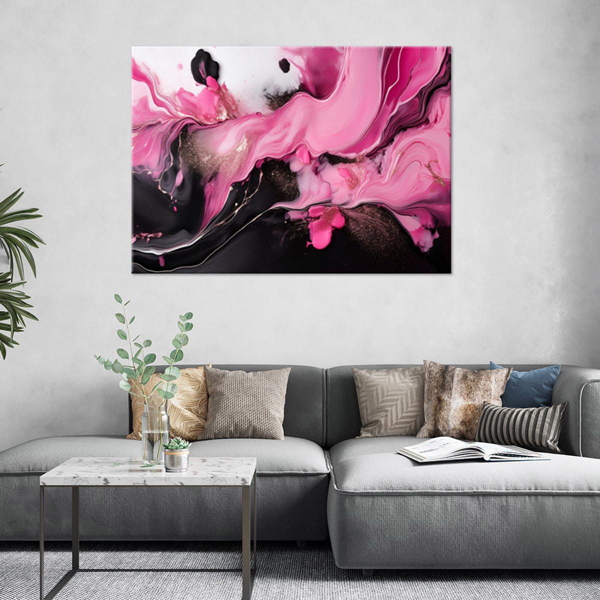 LEINWANDBILD Rosa abstraktes Loft 90x60cm - Pink, Textil (90/60cm) - Feeby