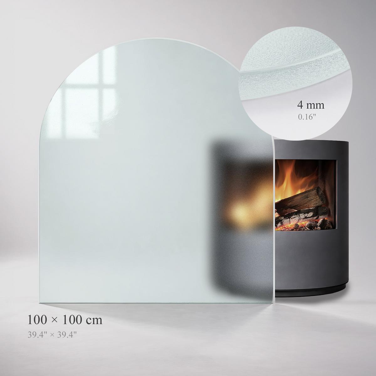GLASBODENPLATTE für Kaminofen 100x100n cm – Milchglas Optik - Transparent, Glas (100/100/0.4cm) - TULUP