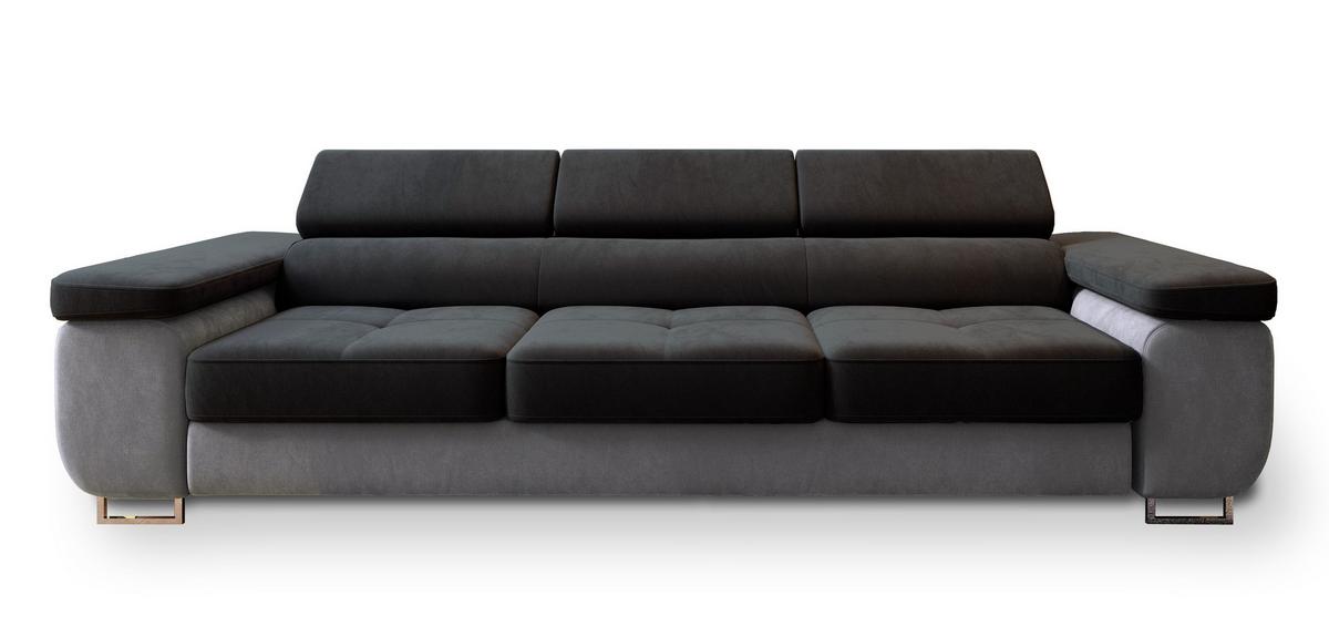 SCHLAFSOFA MOSINE Schwarz Velours-Stoff mit Schlaffunktion - Hellgrau/Schwarz, Holz (276/98/87cm) - MASSENO