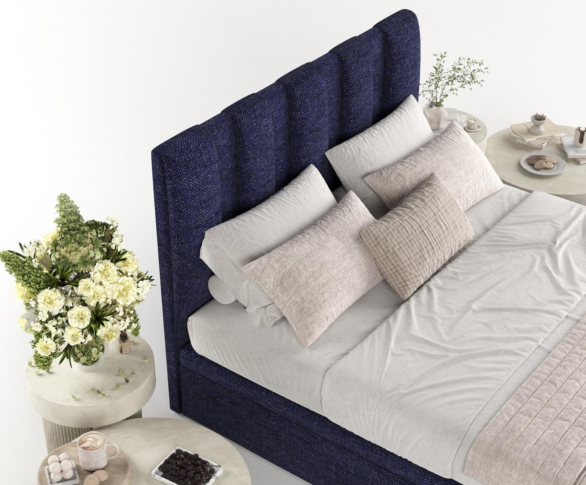 POLSTERBETT Orta mit Stauraum 160/200 cm Marineblau im Alta Stoff - Schwarz/Dunkelblau, Holz/Holzwerkstoff (160/200cm) - AltaBeds