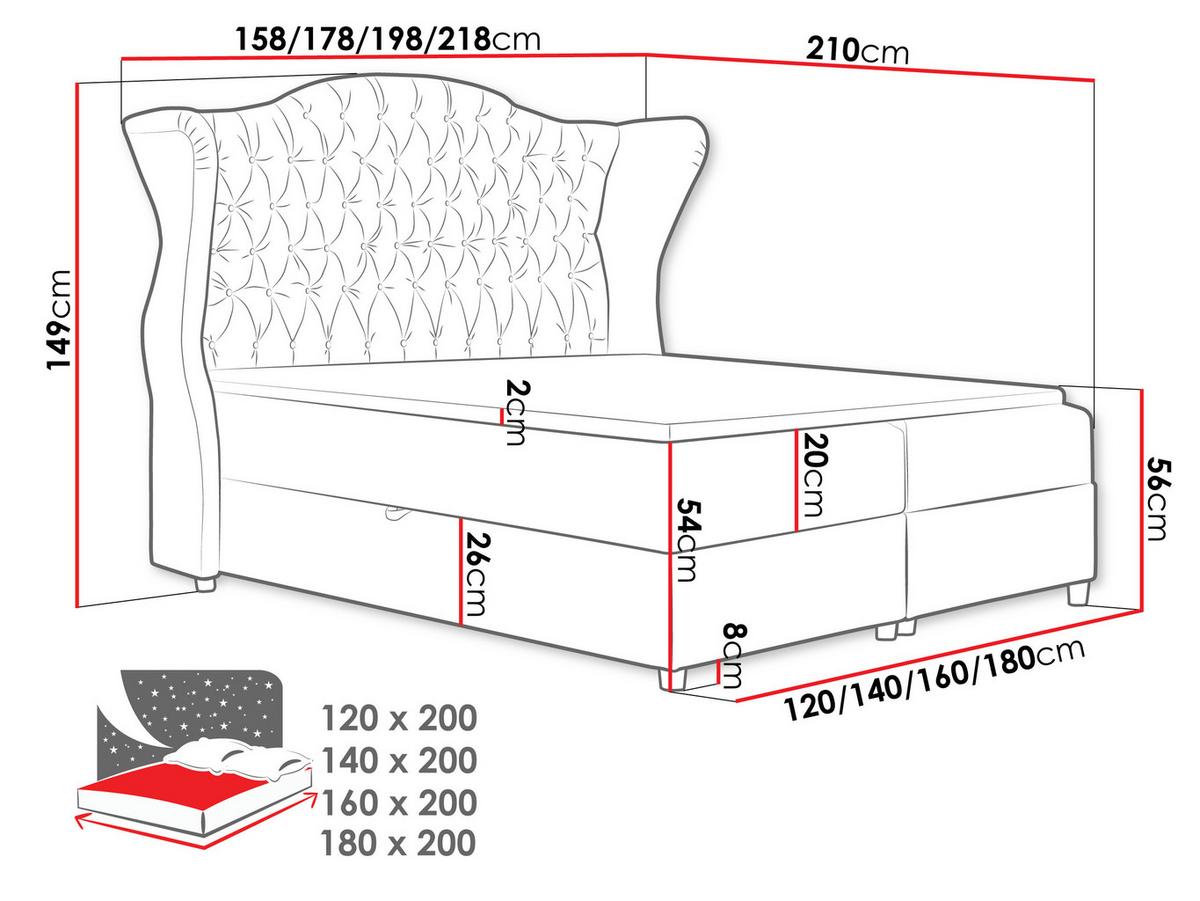 BOXBETT Livia - H3 - Rosa, Holz (160/200cm) - MIRJAN24