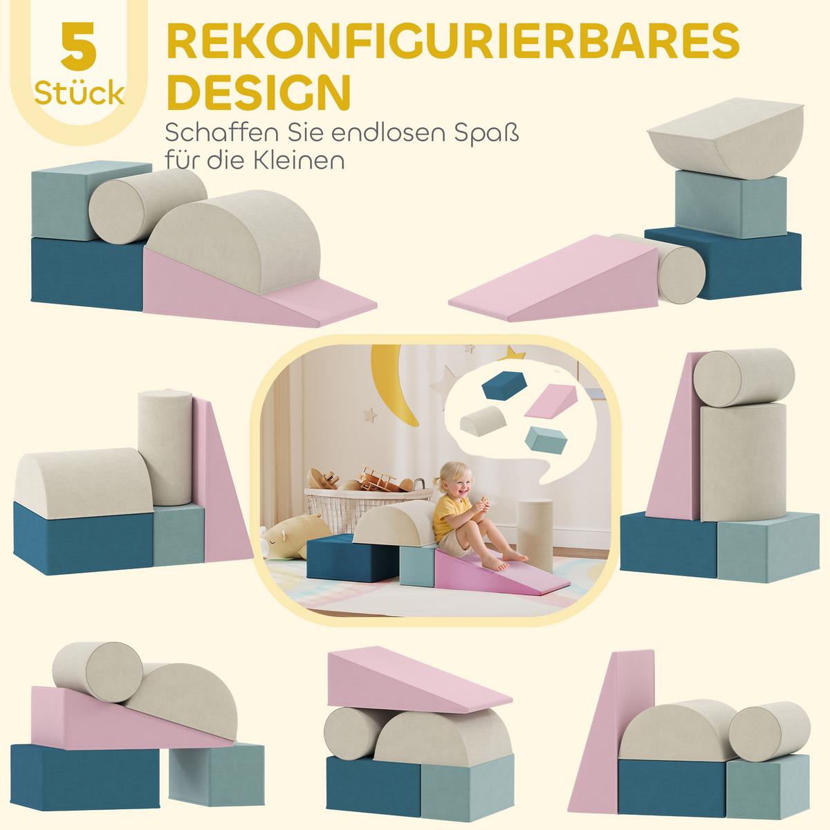 SCHAUMSTOFF-BAUSTEINE für Kinder 5er Set Samtoptik - Multicolor, Textil (40.6/61cm) - AIYAPLAY