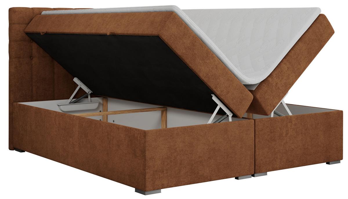 BOXBETT SUSAN 180/200 Orange Struktur - H3 - Orange, Holz/Textil (180/200cm) - MKS