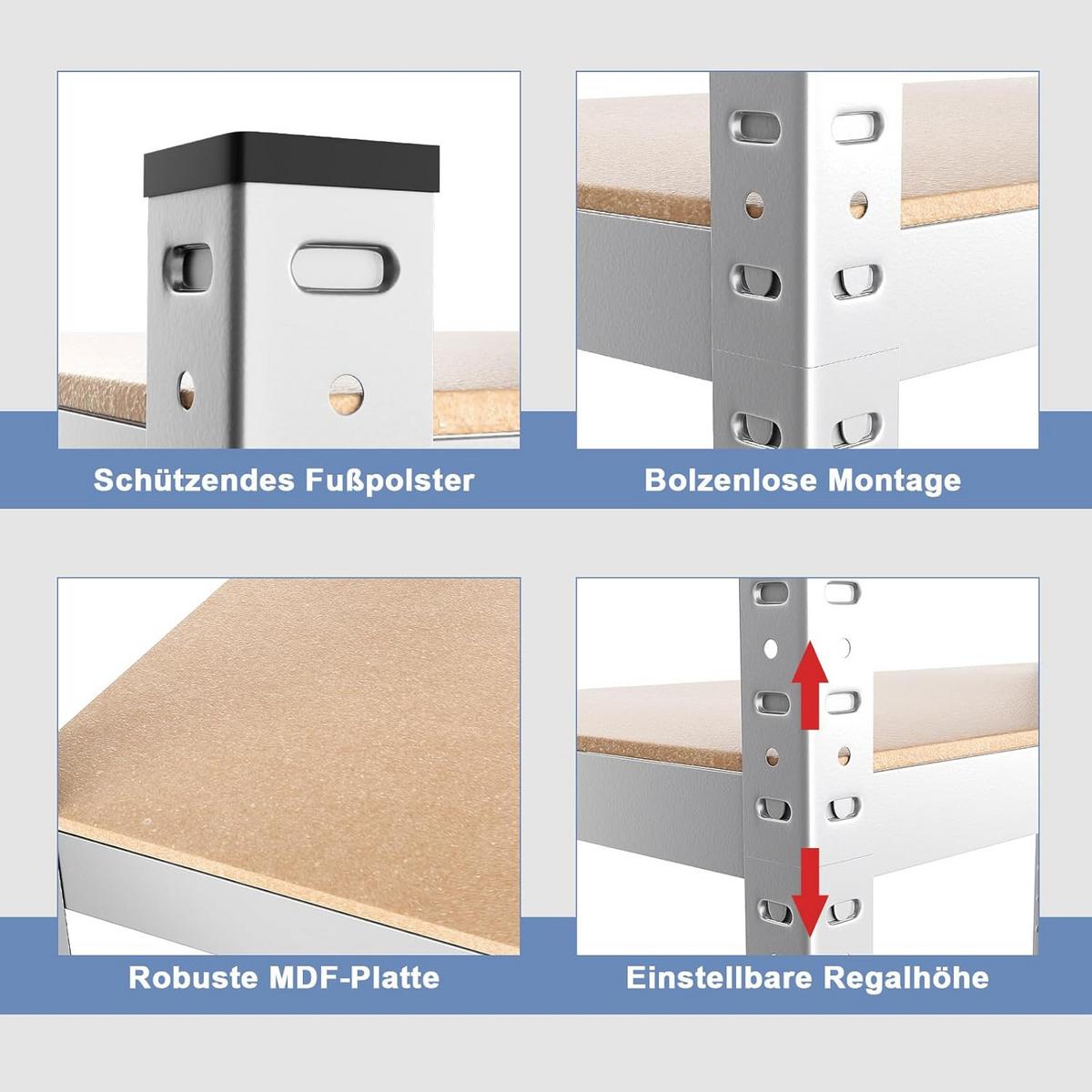 LAGERRGAL Silber - Silberfarben, Metall (183/46/61cm) - COSTWAY
