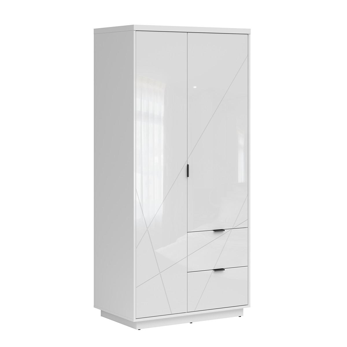 SCHRANK 2 Türen Sven Weiß - Weiß Hochglanz, Holzwerkstoff (94/201/57cm) - Petits-meubles