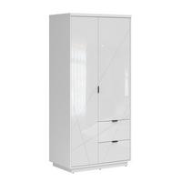 SCHRANK 2 Türen Sven Weiß - Weiß Hochglanz, Holzwerkstoff (94/201/57cm) - Petits-meubles
