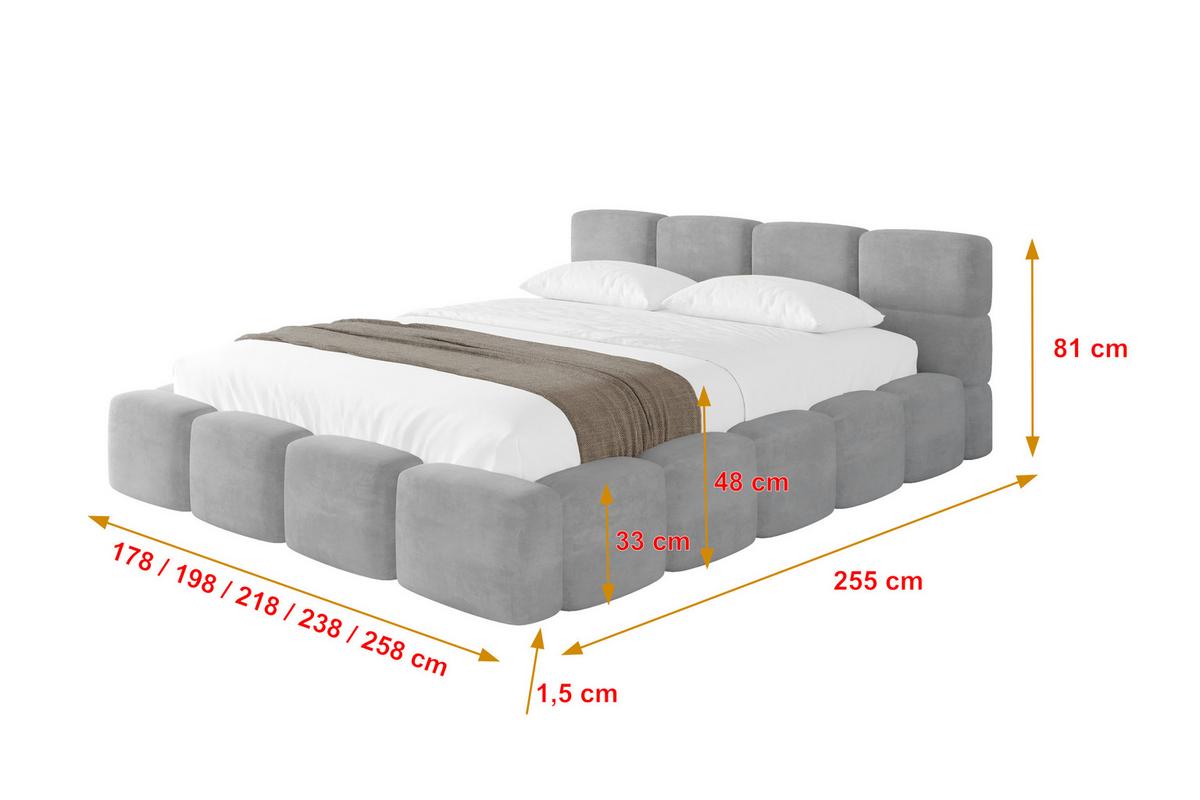 POLSTERBETT mit Bettkasten und Lattenrost, Bett mit Kopfteil, Boxbett ohne Matratze, Doppelbett mit Stauraum - NATA-v1 200x200 Grau - Anthrazit, Holzwerkstoff/Textil (200/200cm) - ALTDECOR
