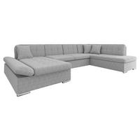 WOHNLANDSCHAFT Bergen Cord, Seite: Links - Silberfarben/Hellgrau, Holz/Textil (345/76/205cm) - MIRJAN24