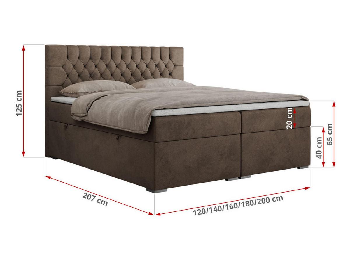 BOXBETT PERA 120/200 Braun Velvet - H4 - Braun, Holz/Textil (120/200cm) - MKS