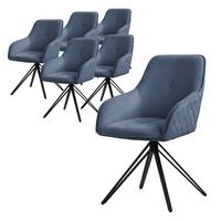 ESSZIMMERSTUHL 6er Set drehbar Blau Webstoff - Blau/Schwarz, Textil/Metall (61/84.5/57cm) - ML-DESIGN